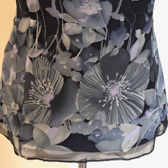 Like-New Navy Rebecca Taylor Silk Sweetheart-Top - Picture 7 of 10